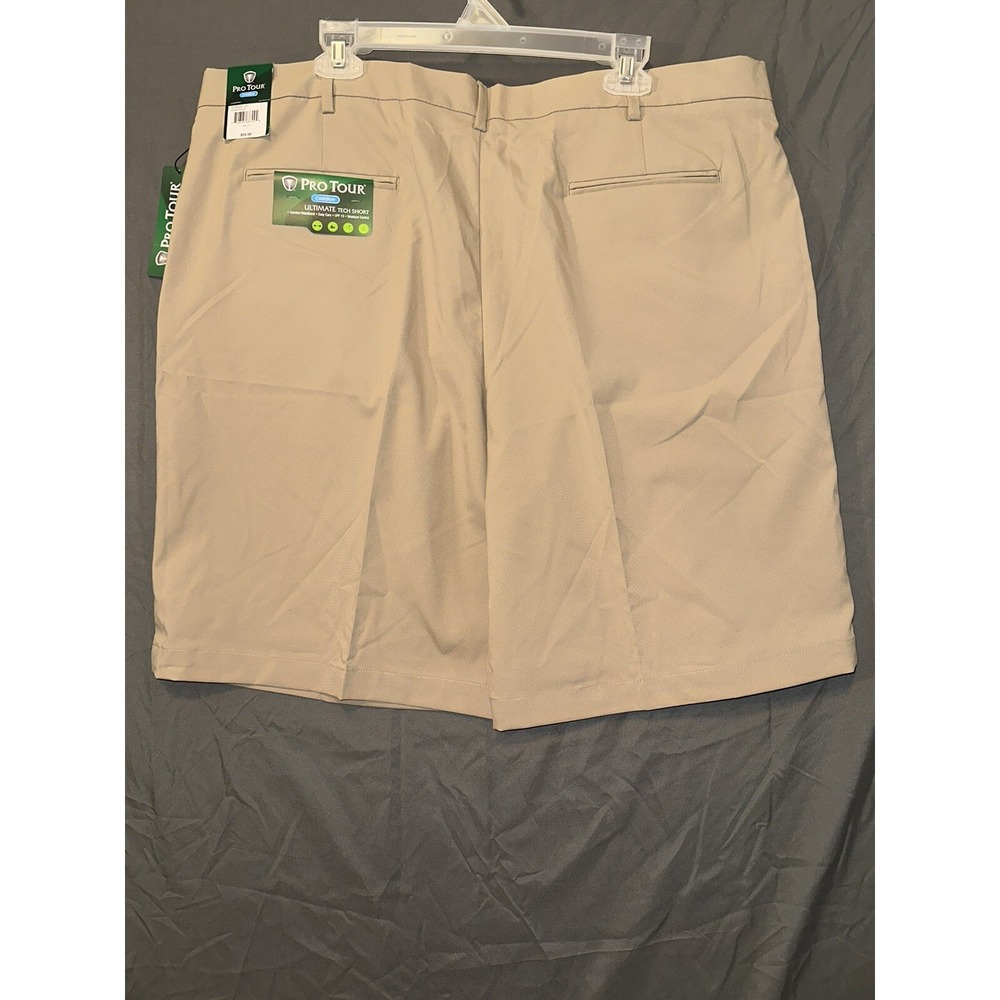 Mens Pro Tour Golf Shorts Size 42 Beige Cool Play Pleated Front Activewear NWT - Picture 2 of 5